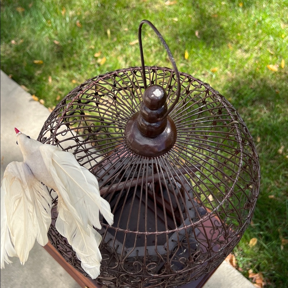 Antique Victorian Style Hot Air Balloon Shaped Wood Wire Decorative Birdcage - Picture 5 of 17